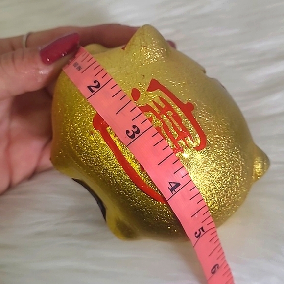 Vintage Chinese Piggy Bank Coin Bank Ceramic Gold Lucky Porcelain Fortune Pig - Picture 10 of 10